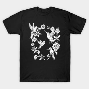 Wild Hummingbirds & Flowers, Magical Nature, Witchy, Goth T-Shirt